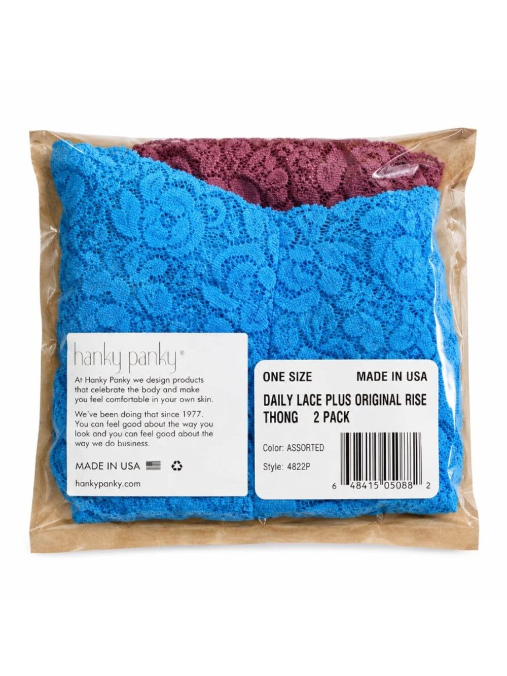HANKY PANKY Panties SIGNATURE LACE LOW RISE THONG Mauve Blue BUNDLE OF 2 NEW